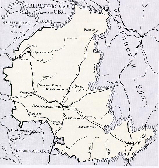 Карта Белокатайского района